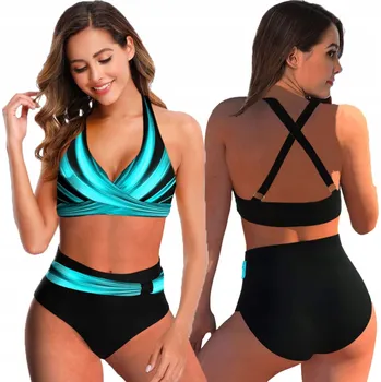 Dámské oblečení DVOUDÍLNÉ PLAVKY S PUSH-UP EFEKTEM, BIKINY BOHO S VYSOKÝM PASEM, VELIKOST L