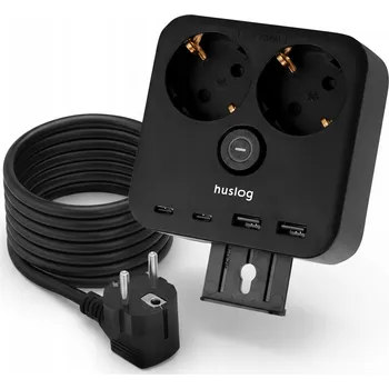 Napájecí kabel PRODLUŽOVACÍ KABEL S DRŽÁKEM NA TELEFON, NAPÁJECÍ KOSTKA, 2 ZÁSUVKY, 4 USB