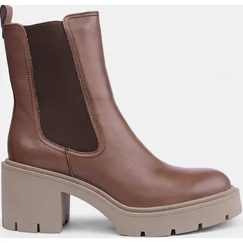 Dámská zimní obuv Baťa kožené kotníkové boty na robustní podešvi s bočním pružením hnědé, vel. 36