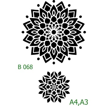 Plastová šablona pro malování - Mandaly a dortovky - Mandala (B068) - A3 , Lepící fólie