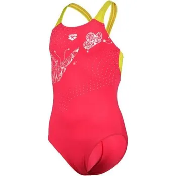 Dívčí plavky Arena Girls Butterfly Swimsuit V Back Freak Rose/Soft Green 164cm