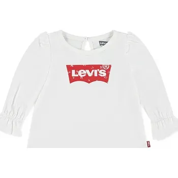 Dětské bavlněné tričko s dlouhým rukávem Levi's BATWING LS FASHION KNIT TO 1EN569 bílá 00X, vel. 86