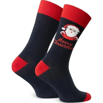 Pánská móda Tmavě modré pánské vánoční ponožky Art.136 KM168, DARK BLUE Velikost: 41/43