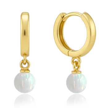 Náušnice Olivie MINET Elegantní zlaté náušnice s bílým opálem Au 585/1000