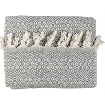 Přehoz na lůžko TUISTE Oboustranná bavlněná deka šedá 150x200 cm Na pohovku i postel