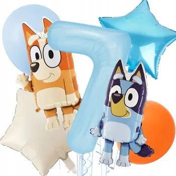 Balónek Sada balónků NAROZENINY PEJSEK BLUEY BINGO ČÍSLICE 7 BALÓNKY