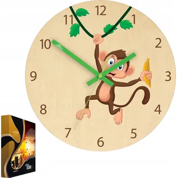 Hodiny Nástěnné hodiny s motivem opičky Akrylová opička Kulatý Břízová