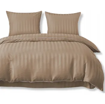 Povlečení Béžová Povlečení s Damašek pruhy 200x220 s lemováním, klasická silná