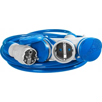 Napájecí kabel PRODLUŽOVACÍ KABEL MODRÝ 3x ZÁSUVKA SCHUKO 3x1,5 10m W-01199
