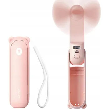 Domácí ventilátor MINI VĚTRÁČEK VENTILÁTOR JISULIFE LIFE8 PLUS 3V1 POWERBANKA SVÍTILNA RŮŽOVÝ
