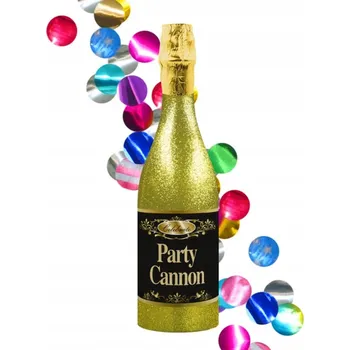 Konfeta Konfety barevné kolečka - láhev šampaňského zlatá