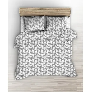 Povlečení Krepové povlečení 160x200 šedé s bílými pírky