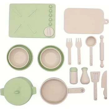 Sada nádobí SADA KUCHYŇSKÉHO NÁDOBÍ pro děti, silikonové nádobí, 16 dílů