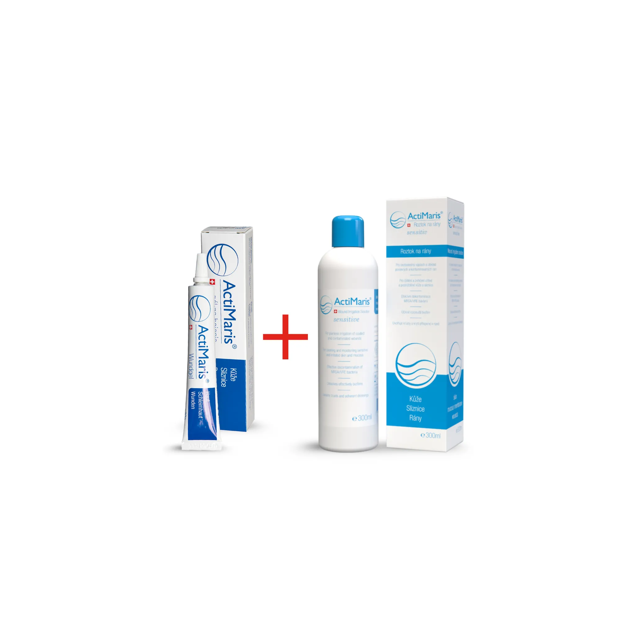Fotografie 1 - Bylinná léčivá mast ActiMaris Gel na rány 20 g + Sensitive roztok 300 ml