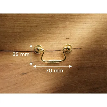 Nábytkové kování Nábytková úchytka retro zlatá, rozměry 70x35 mm