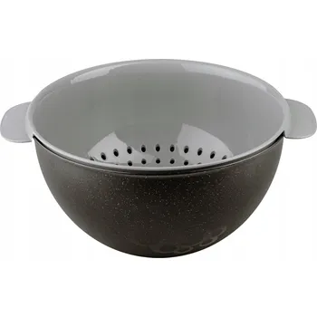 Sada černá mísa kosmos a šedý cedník s bublinkami 3 l