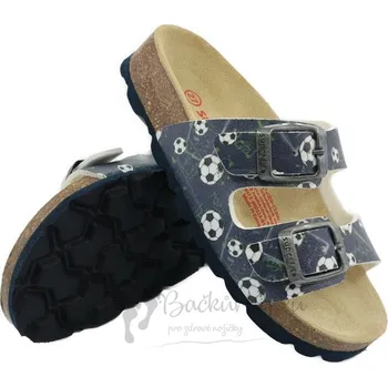 Chlapecké sandály Dětské ortopedické pantofle SUPERFIT 1-800111-8110 modrý fotbalový míč - vel. 38