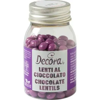 Jedlá dekorace na dort Decora čokoládové mini lentilky fialové (80 g)