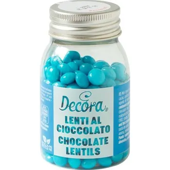 Jedlá dekorace na dort Decora čokoládové mini lentilky modré (80 g)