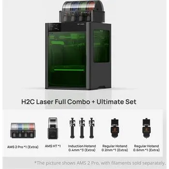 3D tisk 3D tiskárna Bambu Lab H2C Laser Full Combo - 40W + Ultimate set