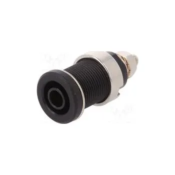 Elektrická zásuvka Zásuvka banánek 4mm 32A černá niklovaný 32mm