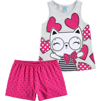 Dívčí pyžamo Dívčí letní pyžamo KYLY KOČIČKA šedé Velikost: 116