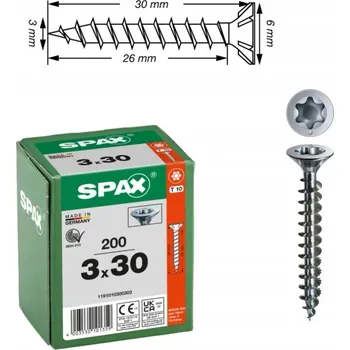 Vrták Šrouby do dřeva Spax 3 x 30 mm 200 ks