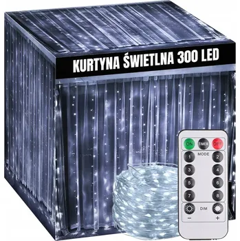 Vánoční dekorace Vánoční světelný závěs 230V 300 LED 3M, 8 režimů, 6500K, světelná girlanda na okno