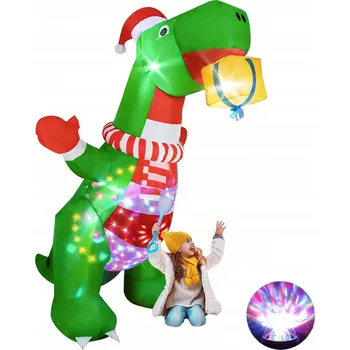 Vánoční dekorace SVÍTÍCÍ NAFUKOVACÍ DINOSAURUS XXL VÁNOČNÍ DEKORACE LED OZDOBA 240 CM