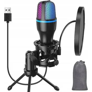 Mikrofon USB mikrofon k počítači, základní kondenzátorový mikrofon 1 ks, černý
