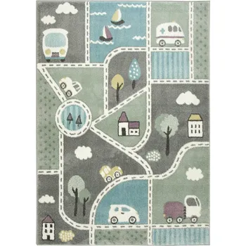 Koberec 100x150 cm TYRKÝZOVĚ ZELENÁ ŠEDÁ ZELEŇ ULIČNÍ KOBEREC