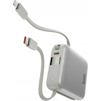 Powerbanka Powerbank 3v1 Bazic Fusion Mini 10000mAh s USB-C/Lightning kabelem, šedá