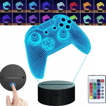 Lampička Noční Lampa LED GAME PAD pro hráče Děti Dálkové ovládání 3D Type-C USB Dárek GAM