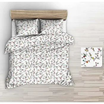 Povlečení Krepové povlečení 140x200 bílé s barevnými větvičkami
