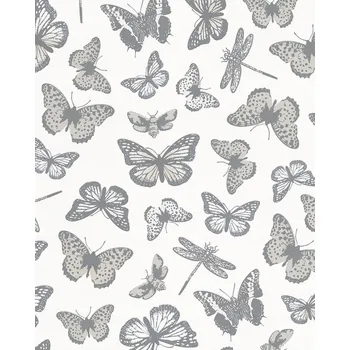 Tapeta BÍLÁ VINYLOVÁ TAPETA NA VLIESU PRO DĚTI MOTÝLI