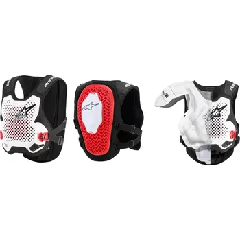 Motocyklový chránič Motokrosový airbag chránící záda, krk, hruď a břicho - airbagová vesta ALPINESTARS TECH-AIR®MX PLASMA system, barva bílá/černá/červená (autonomní, airbagová vesta specificky navržená pro motokros a vybrané terénní disciplíny)