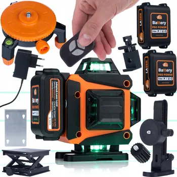 Měřící laser KŘÍŽOVÝ LASER VODOROVNÝ 360 16 LINEK URČOVÁNÍ SKLONŮ 2x AKU PLATFORMA DÁLKOVÉ OVLÁDÁNÍ