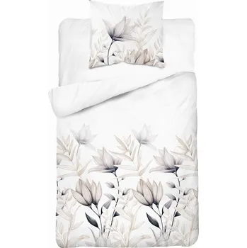 Povlečení Povlečení bavlněné 140x200cm Květiny béžové na světlém pozadí