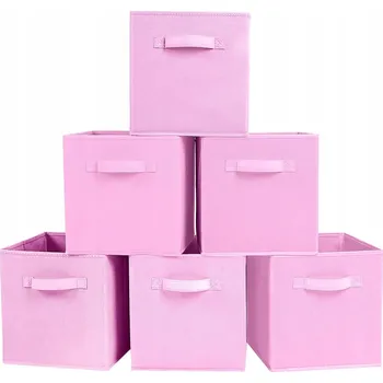 Úložný box POWERKING Textilní úložné boxy růžové 6 Kusů Skládací organizéry