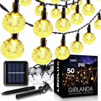 Venkovní osvětlení Girlanda LEDLUX solární 1300 cm 50 LED bílá teplá voděodolná