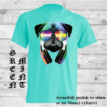 Pánské tričko panske-bavlnene_tricko_uv_potisk_DJ_pes Barva: Mint green - mátově zelená, velikost: XS