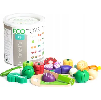 Dřevěná hračka Dřevěná zelenina na krájení 20 ks Ecotoys