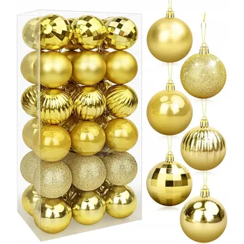 Vánoční dekorace Vánoční Vánoční Baňky , sada vánočních ozdob, zlaté, 6 cm, 3, 6 Ks