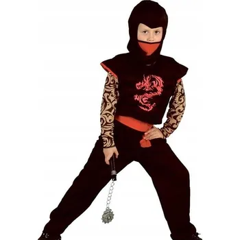 Karnevalový kostým Kostým NINJA ČERVENÝ DRAK bojovník míč 130/ 140 Cm