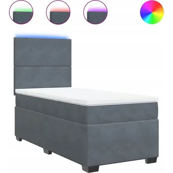 Postel Kontinentální postel tmavě šedá s LED, rozměry 200x100x140,5/150,5 cm