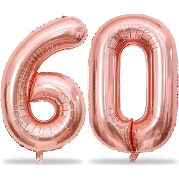 Balónek Balónky Rose Gold 60. Narozeniny Číslice 100 cm
