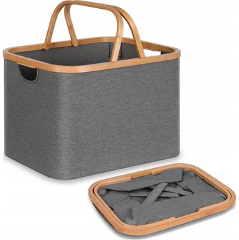 Koš na prádlo EFLUKY Skládací koš na prádlo 43L bambusový koš na špinavé prádlo šedý