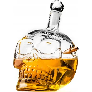 Stolování KULOVZDORNÁ SKLENĚNÁ KARAFA NA WHISKY LEBKA 700 ml