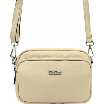 Kabelka MiaMore kabelka přes rameno z pravé kůže béžová
