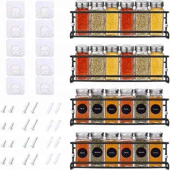 police BTGGG Černý regál na koření, 4 patra, bez vrtání